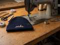 Studio Series Chain Stitched Ribbed Beanie – Navy Blue