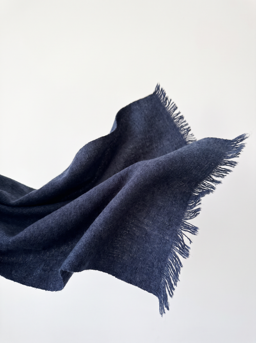 Basketweave Scarf – Navy Blue