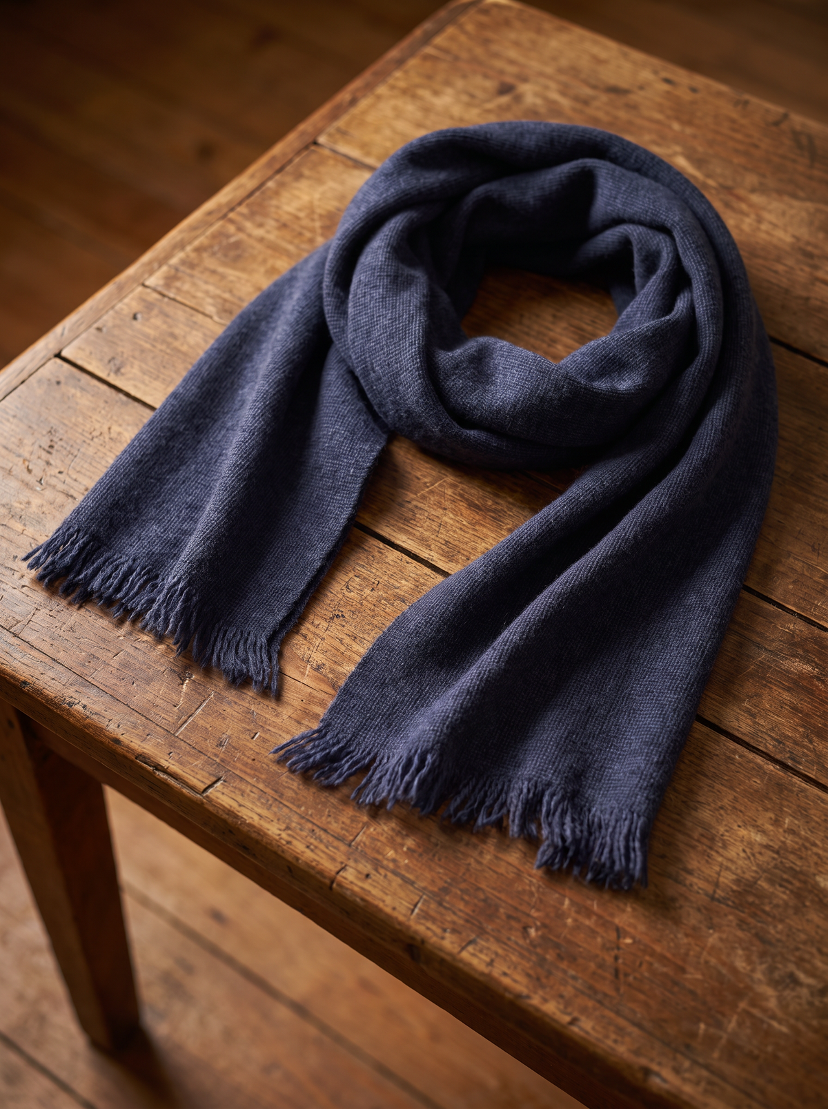 Basketweave Scarf – Navy Blue